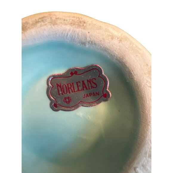 Vintage Norleans Light Blue Teal Ceramic Pitcher Floral Relief Design 4" Tall - Picture 8 of 8